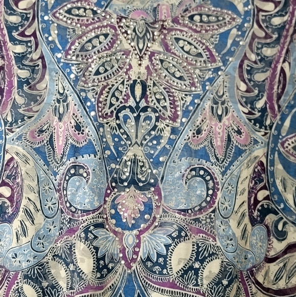 Vintage 90s Y2K Style&Co Sport Paisley Boho Rhinestone Scoop Neck T-Shirt - Picture 2 of 5